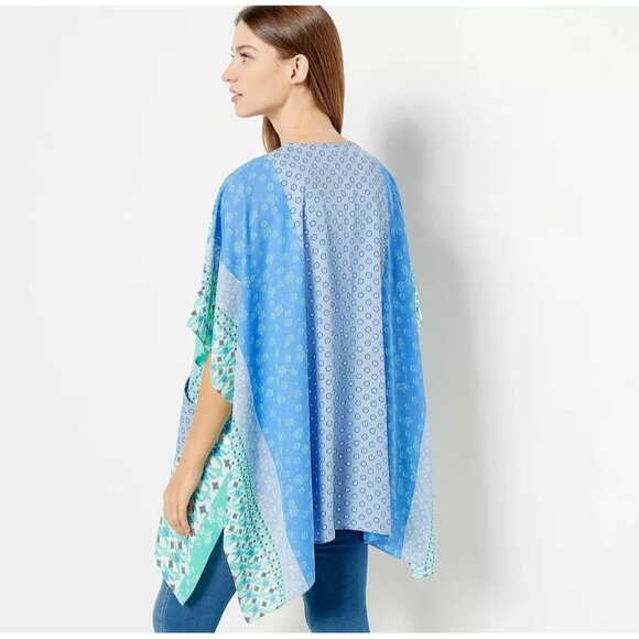 Susan Graver Women's Open Front Cardigan Patch XXS 2XS Rose/Lilac A468674 - Picture 2 of 7